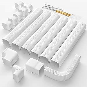 Mini-Split AC Line Set Cover: 5" 23.5 Ft Line Hide for Mini Split Central AC HVAC Heating System - Waterproof PVC Outdoor Pipe Cover Split Unit Line Guard Decorative Refrigerant Line Cover