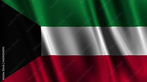 The Kuwait flag proudly waving with a fabric effect is a symbol of national pride and liberation