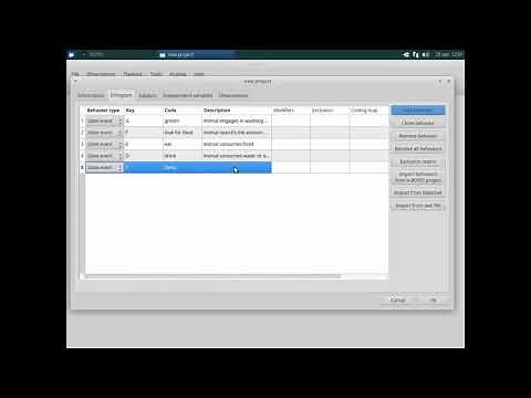 Create a new project with BORIS (the free and open-source event logging software)