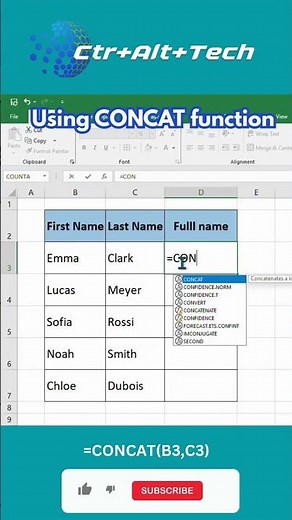 How to use CONCAT function in Microsoft Excel #microsoftexcel #excel #exceltips #excelformula
