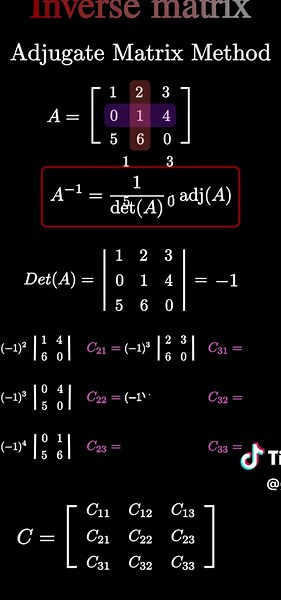Inverse of a 3×3 Matrix Using Adjugate Method