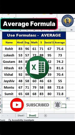 😱😱How to Calculate Average in MS Excel#formula ##excelformula #shortvideo #spreadsheetformula#viral
