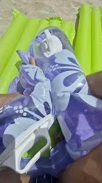 Pop inflatable - Popping My Purple Sit-In Float on public beach🌊💨 Perfect Beach Day!