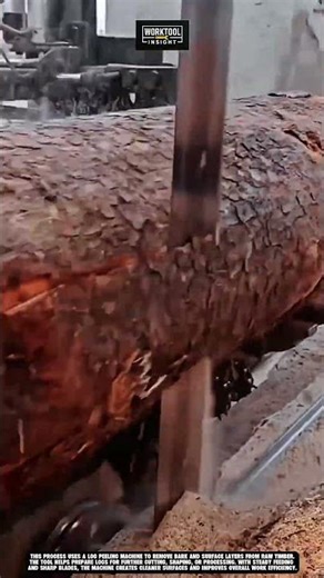 Debarking timber logs using Work Tool Log Peeling Machine #tool #worktool