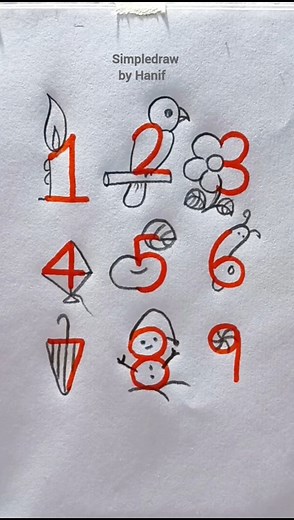 Easy Number Drawing (1 to 09) #easydrawing #numberdrawing #creative #drawing