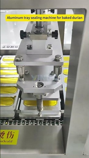 Automatic aluminum tray sealing machine for baked durian #automaticpacking #foodpackingmachine