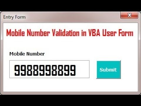 VBA: User form Validation for Mobile Number input