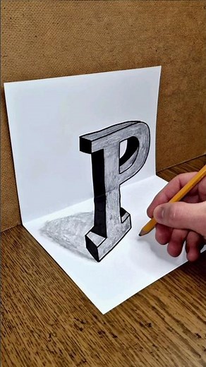 Amazing 3D Letter (P) Real Illusion On Paper 😲 #3dart #3ddrawing #drawingtutorial #paperart #letter