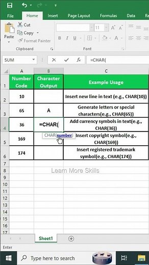 Excel CHAR Function | Convert Numbers to Characters Easily!"
