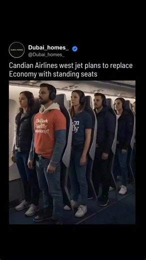 DUBAI HOMES on Instagram: "Online discussions in late 2025 sparked concern about airlines introducing standing seats to pack more passengers onboard. In reality, these designs remain purely conceptual. Airlines like WestJet are shifting toward pre reclined slimline seats to reduce weight, cut maintenance costs, and avoid seat recline conflicts. Viral saddle style standing seats have not been approved by regulators such as the FAA or Transport Canada. They fail to meet strict 16g safety certifica