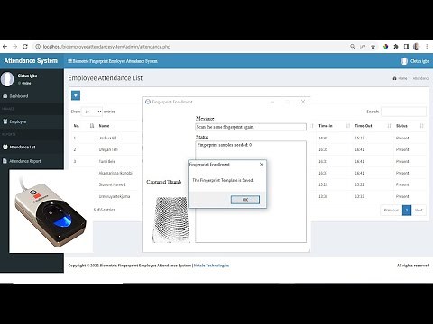 Online Biometric Fingerprint Employee Attendance System in PHP MySQL and C# Source Code