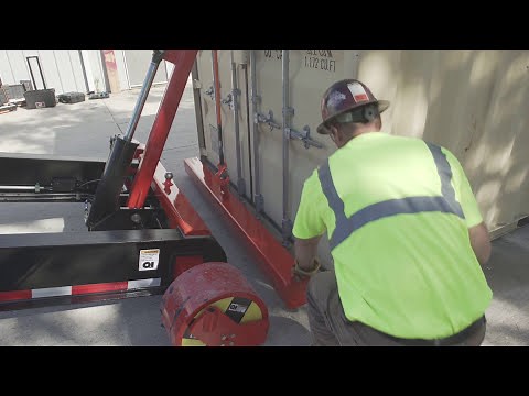 The ContainGo Mobilizer Shipping Container Trailer Loading a 20ft ISO shipping container