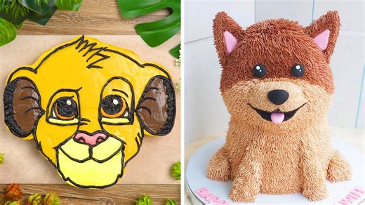 How to Make Satisfying Animal Cakes 🦁🐶 | Lion Face Cake & 3D Dog Cake Tutorial