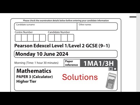 Paper 3H June 2024 Edexcel Maths GCSE