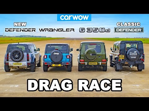 Mercedes G350 vs Jeep vs NEW & OLD Defender: DRAG RACE!
