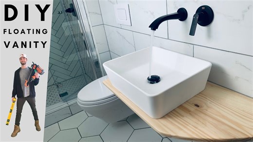 DIY floating vanity with vessel sink | Complete installation guide