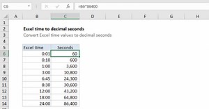 Convert Excel time to decimal seconds