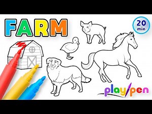 Farm Coloring for Kids - Color Animals, Tractor & Barn