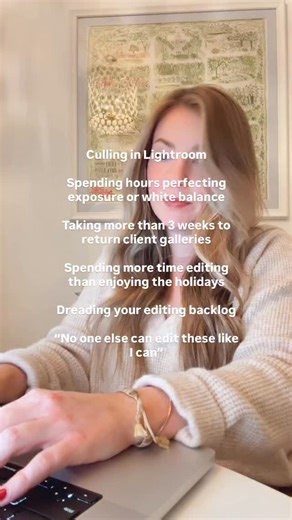 Hope Taylor on Instagram: "One of the biggest things you should leave in 2025 is your editing backlog. If you want help cutting waaaay back on your editing time, comment “lifechanging” below. You did NOT become a photographer to spend hours upon hours stuck behind a computer screen instead of enjoying the holidays with your loved ones. And you shouldn’t have to pick one!!! I’ve been a photographer for 13 years and I used to believe the lie that I needed to do ALL of my editing myself. If I wasn’