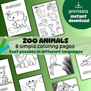 8 Zoo Animal Coloring Pages – Printable PDF for Kids | Safari Animals Activity | Instant Download | Jungle Coloring Sheets - Etsy Australia