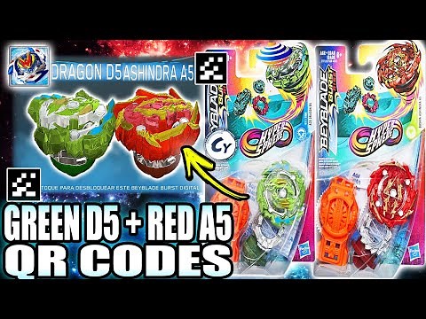 QR CODES GREEN ACE DRAGON D5 + RED BUSHIN ASHINDRA A5 BEYBLADE BURST RISE APP