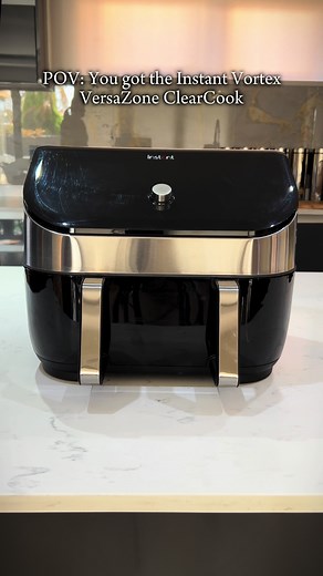 The new Instant Vortex VersaZone is now with a ClearCook window 😍 * Features a Clearcook window and handy internal light — easily check on your food without losing heat * Sleek stainless steel finish & user-friendly touchscreen with intuitive message bar & progress indicator * 8 functions: Airfry, roast, grill, bake, reheat, dehydrate, SyncCook & SyncFinish * EvenCrisp technology gives you crispy and tender results with 95% less oil * The SyncCook feature lets you cook with the same settings in