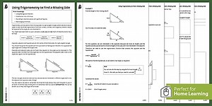 Trigonometry: Finding Sides KS3/KS4 Foundation Walkthrough Worksheet