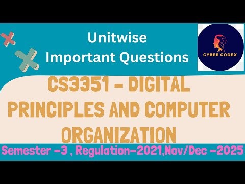 CS3351 – Digital Principles and Computer Organization | Unit Wise Important Questions | NOV/DEC 2025