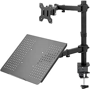 VIVO Black Fully Adjustable 13 to 32 inch Single Computer Monitor and Laptop Desk Mount Combo, Stand with Grommet Option, Fits up to 17 inch Laptops (STAND-V002C)