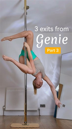 Nadia | Aerial sports, pole tutorials, conditioning & stretching on Instagram: "3 cute shapes from Genie 🫶🏼 Pole sport, pole dance, aerial sports, pole inspo, spinning pole combos, pole tutorials, pole conditioning, pole inspiration, pole combos, pole fitness, graceful pole, spinning flow, static pole tricks, pole transitions, pole spins, pole progress, pole love, beginner pole, cute shapes combo, cute spinning combo"