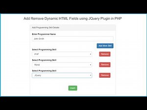 Add Remove Dynamic HTML Fields using JQuery Plugin in PHP