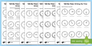 Writing and Telling the Time for Year 3 Classes Worksheet