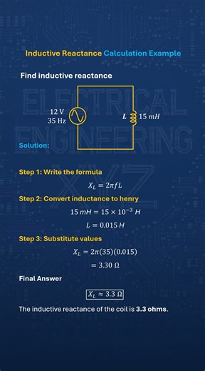 here are step by step Calculations for Inductive reactance of 15 mH inductor at 35 Hz #inductor