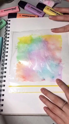 Watercolor Background Drawing Ideas Using Highlighters