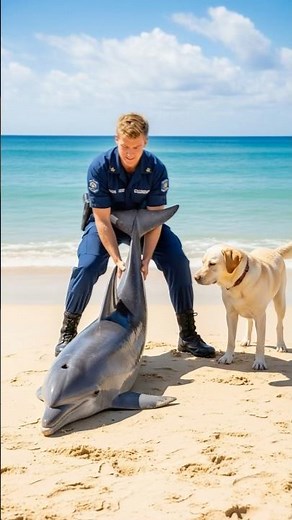 Brave Labrador Retriever Saves a Dolphin and Her Baby #animals #dog #goldenretriever #animalrescue