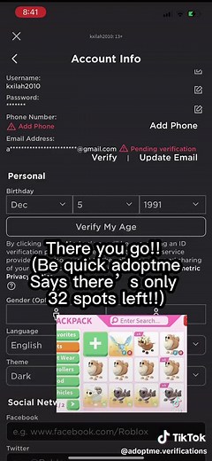 This is how to get free pets on adoptme! #fyp #adoptme #verifications #freemegalegendarys #freepets