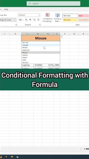 Conditional Formatting with Formula in Excel #excel #excelcourse #excellearning