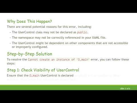 Resolving Cannot create an instance Error in WPF UserControls