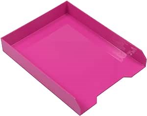 JAM PAPER Stackable Paper Trays - Pink - Desktop Document, Letter, & File Organizer Tray - Sold Individually