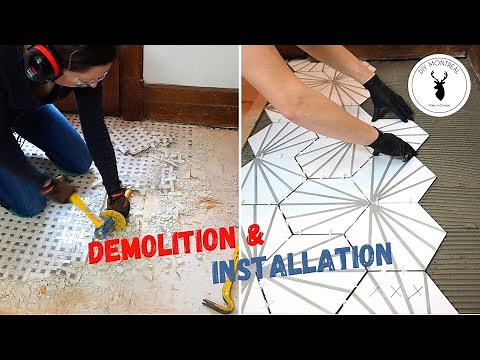 DIY Floor Tile REMOVAL and Tile Floor INSTALLATION // 15 Beginner Tiling Tips
