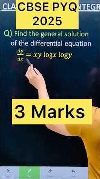 Q) Find the general solution of the differential equatio dy/dx = x y log x log y #maths