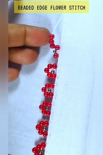 Learn How to Make a Beaded Flower Edge Stitch #handembroidery #sewinghack