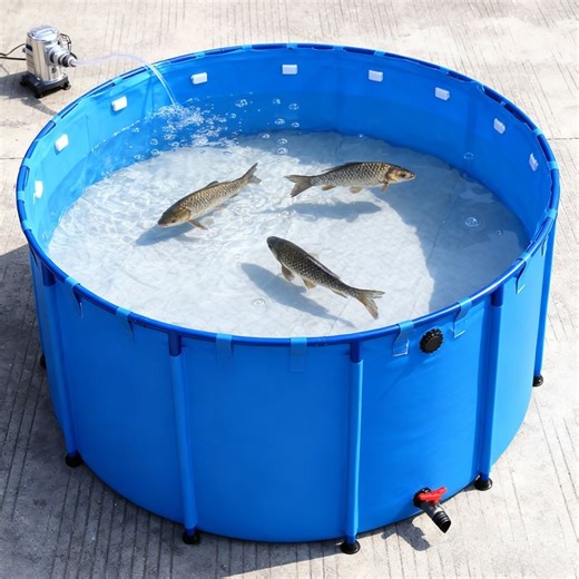 Heavy-Duty PVC Fish Farming Tank, UV Resistant and Durable with Galvanized Steel Frame Structure