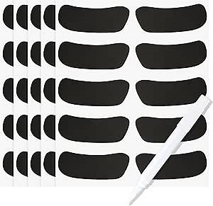 Anwyll Eye Black Stickers - 100Pairs Sport Eyes Black Stickers Self Adhesive Baseball Football Softball Under Eyeblack Strips Sticker with 1Pc White Pencil for Kid Adult Sport Game Accessory Halloween
