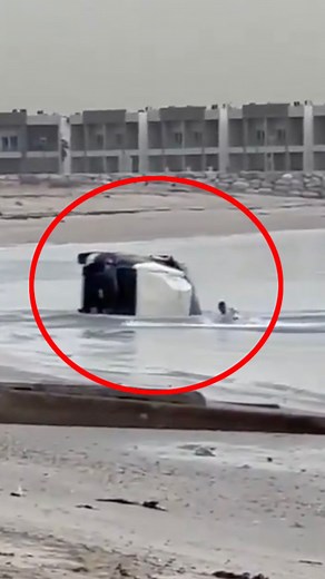 Driver somersaults into the air as SUV crashes and rolls on beach in Kuwait. Somehow he was uninjured #dailystar #fyp | Daily Star