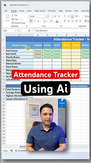 Create Attendance Tracker in 30 Seconds using AI Copilot (Excel Trick 🤯) #AICopilot #aiinexcel