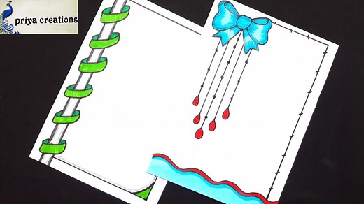 192K views · 5.4K reactions | Border Designs for Project/Project File Decoration/simple border designs to draw on paper /Design border design how to decorate a chart paper for project Simple border design #priyacreations #design #drawing | Priya creations | Facebook