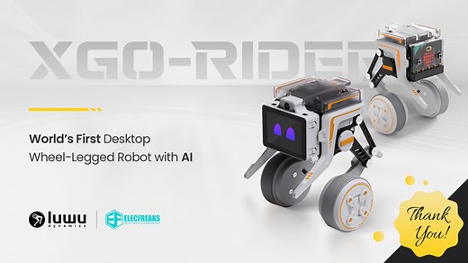 XGO-Rider, World’s First Desktop Wheel-Legged Robot with AI