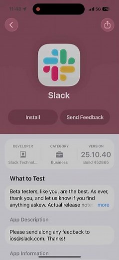 Installing Slack Beta on iPhone – First Look! #TestFlight #iOS26 #liquidglass #workspace #iphone