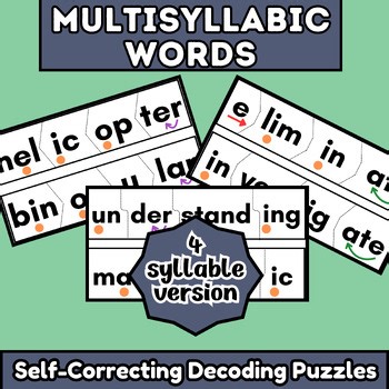 4 Syllable Division {Multisyllabic Word Puzzles} 2nd 3rd Grade Phonics Decoding